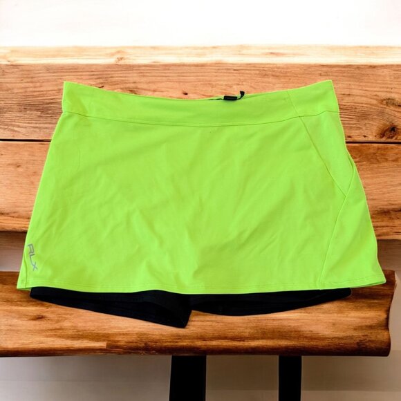 RLX RALPH LAUREN Active Neon Yellow Black Skort Size Large - Picture 1 of 7